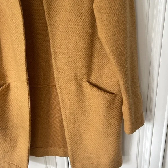 Express Yellow Mustard Open Cardigann duster size pea coat small petite SP - Picture 3 of 11